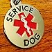 K9King SERVICE DOG TAG Double Sided with Red Medical Alert Symbol 1.25 inch Diameter. Easily Switch between collar vest and harness