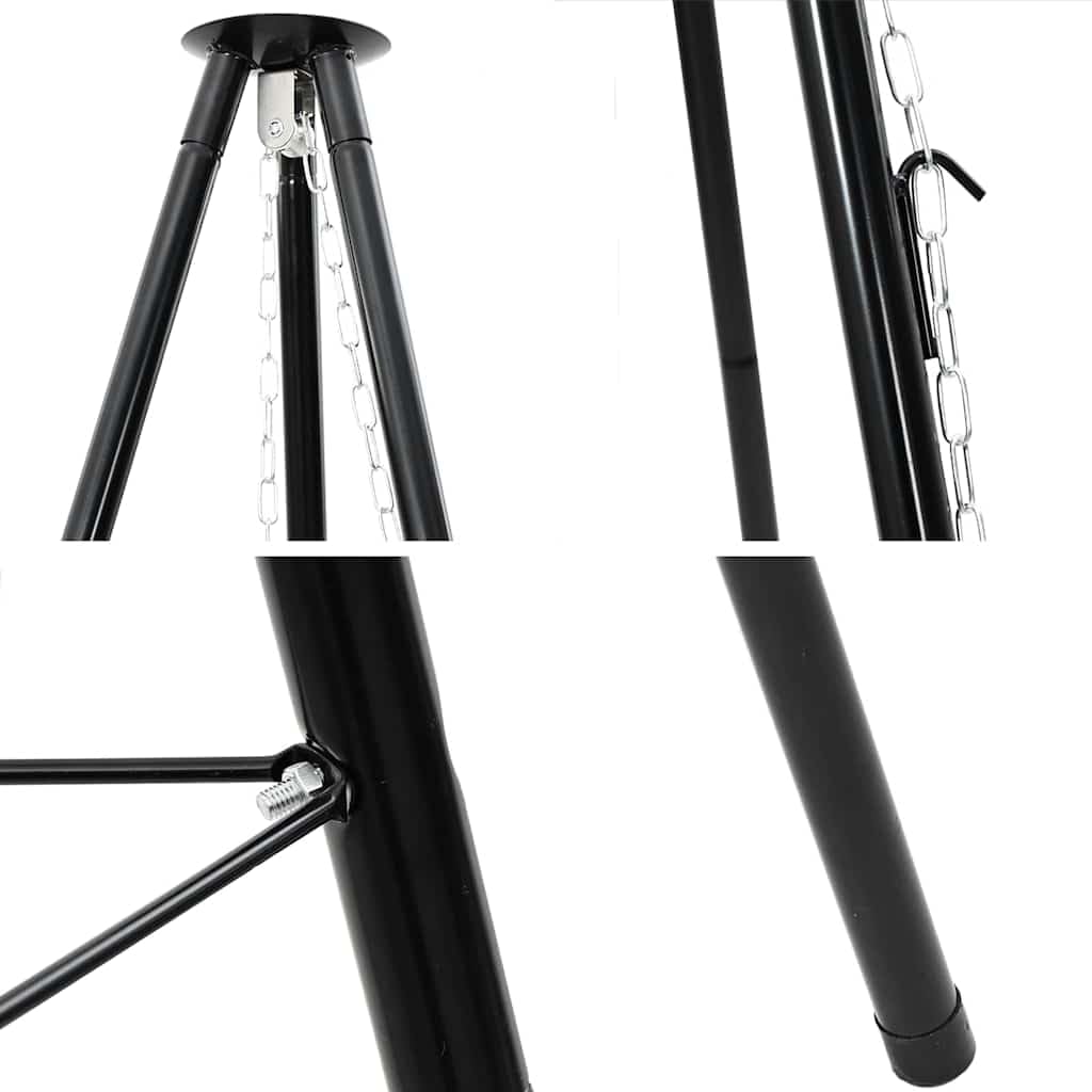 Lagerfeuer Stativ 3 pcs Schwarz Stahl, tragbares Outdoor Kochgerät, 92x92x171,5 cm, robustes Haushaltsgerät für Camping und Garten, vielseitiges Küchenzubehör für Kochen und Backen