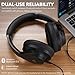 1Mii Y8+ Noise Cancelling Headphones Bluetooth, Wireless LDAC Hi-Res Audio, Custom EQ via App, 75H Playtime, Comfort Fit, Over Ear Headphones Foldable for Airplane Travel Home Office Black