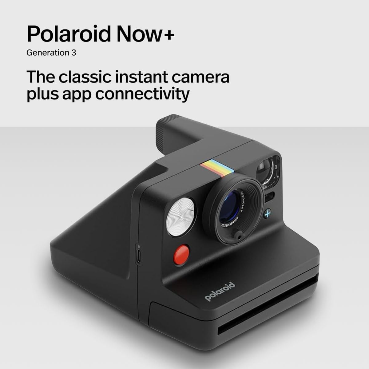 Polaroid Now+ 3rd Generation Bluetooth i-Type Instant Camera with 16 Color Film Photos, Black | App Controlled with Signature Series Case Bundle