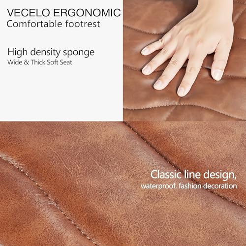 Image of VECELO Under Desk Footrest, PU Ergonomic Foot Rest with Comfort Padding, Height Adjustable for Relieving Leg Pain, Stiffness, and etc, Brown