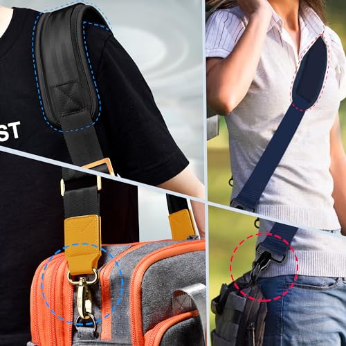 Image of ZINZ 60 inch Universal Strap with Ultra-thick Fixed Breathable Pad - Adjustable Heavy-duty Shoulder Strap for Laptop, Crossbody Luggage, Gym Bag, Camera Bag and More - Black, Yellow