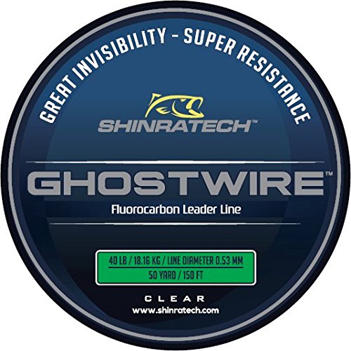 GHOSTWIREShinraTech 100% Fluorocarbon Leader Line (40lb 50yd Spool) - Clear and Virtually Invisible Underwater