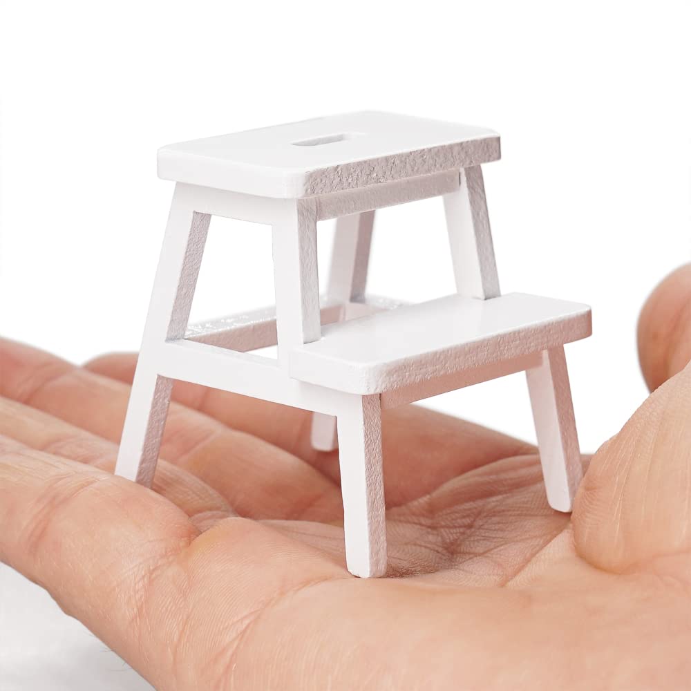 Odoria 1/12 Scale Dolls House Miniature Step Stool Dollhouse Furniture Accessories, White