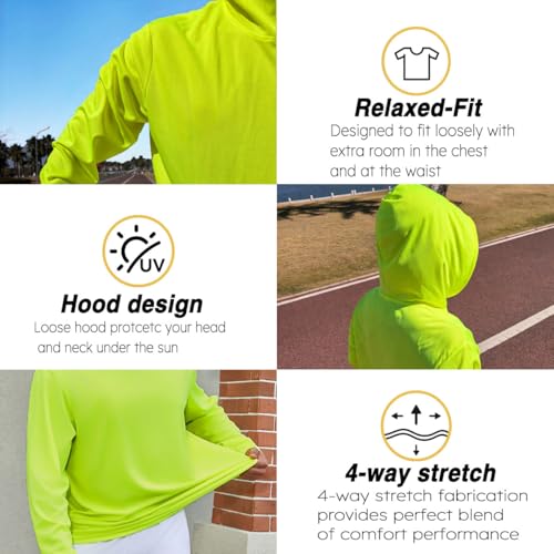 4 Pack Men's UPF 50+ Sun Protection Hoodie Shirts Long Sleeve Shirts Quick Dry Lightweight for Running Workout Hiking Fishing4