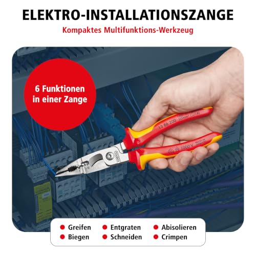 KNIPEX Elektro-Installationszange, VDE-geprüft 200 mm, 13 86 200 – Bild 2