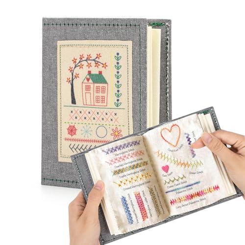 Zoruam Embroidery Stitches Book High Density Linen Embroidery Books Stitch Creative DIY with Embroidery Guide Formed Books Embroidery for Beginners & Enthusiasts