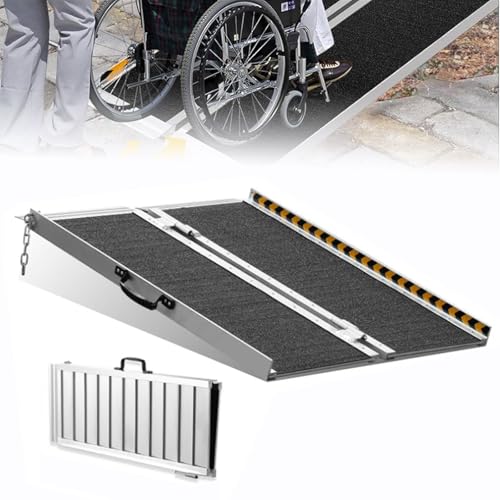 Rampa portátil for silla de ruedas con asa, rampa plegable de aluminio antideslizante for discapacitados, rampas de umbral de puerta for silla de ruedas for el hogar, capacidad de 800 libras(24in)