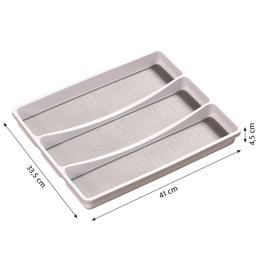 Kesper | Bestekbak - bestekbak voor de lade, materiaal: kunststof (PP), afmetingen: B 33,5 x D 41 x H 4,5 cm, kleur: wit, grijs | 30092