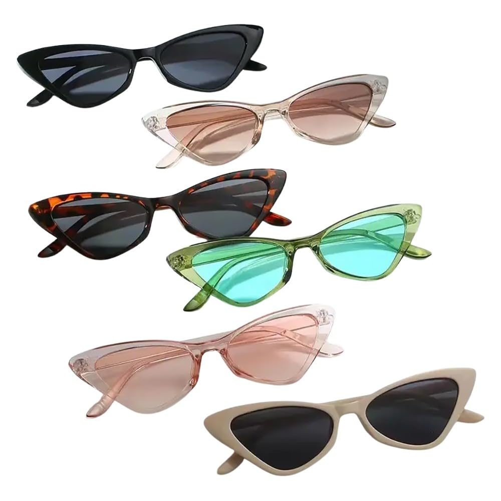 store 2508 Pack of 6 Retro Fashion Women’s Cat Eye UV400 Sunglasses for Holiday Gifts, Parties, Beaches, Outdoor Activities, Poll Party, Photo Props-picture-36