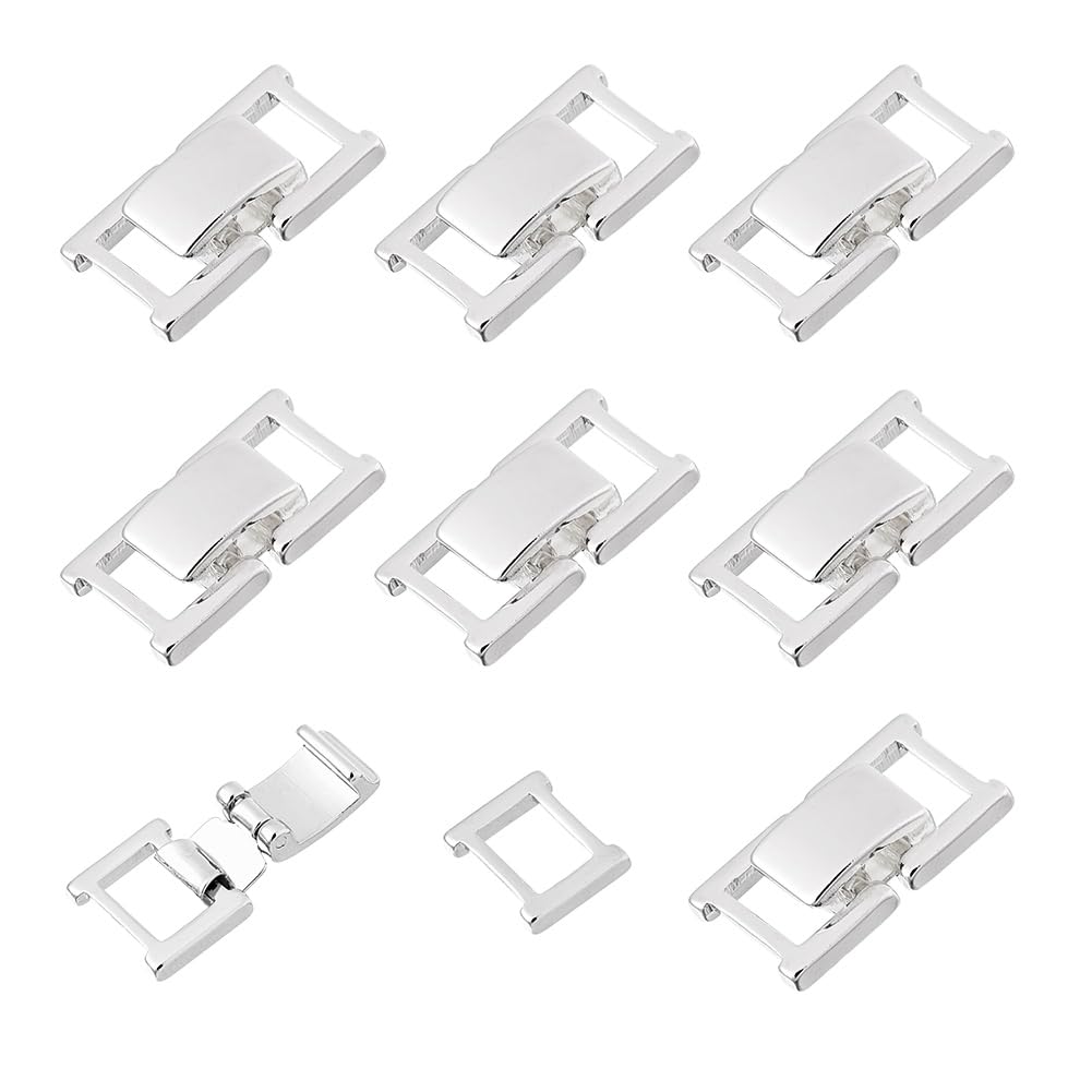 DICOSMETIC 10Pcs Fold Over Jewelry Clasp 925 Sterling Silver Plated Necklace Extension Clasps 0.69x0.41x0.16 Inch Brass Bracelet Extenders Small