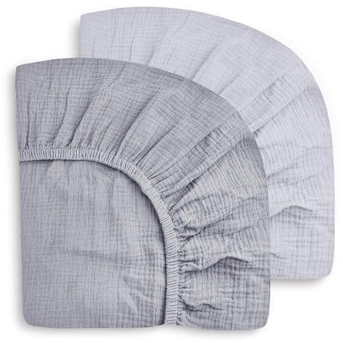 SWEET DOLPHIN 2-Pack Muslin Crib Sheets for Boys & Girls,