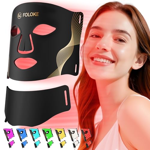 LED Light Therapy Mask Skin Care Mask & Neck, Red & Infrared Lights Masks Wavelength LED Face Mask Light Therapy for Home Use（Advanced Black）