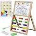 TONZE Giochi Montessori Abaco Lavagna Cancellabile Magnetica in Legno per Bambini con Puzzle Lettere Pallottoliere Legno Giocattoli Giochi Educativi Regali per Bambini Ragazzi Ragazze 3 4 5 6 Anni