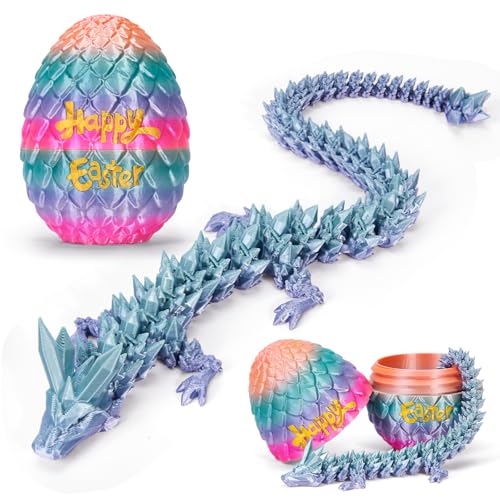 zhancydeal 3D Gedruckter Beweglicher Drachen Spielzeug, Ostern Überraschungs Drachenei Figuren Ostern Geschenke Kinder, Schreibtischspielzeug Drachen Ornament für Autos, Büros, Häuser (Happy Easter B)