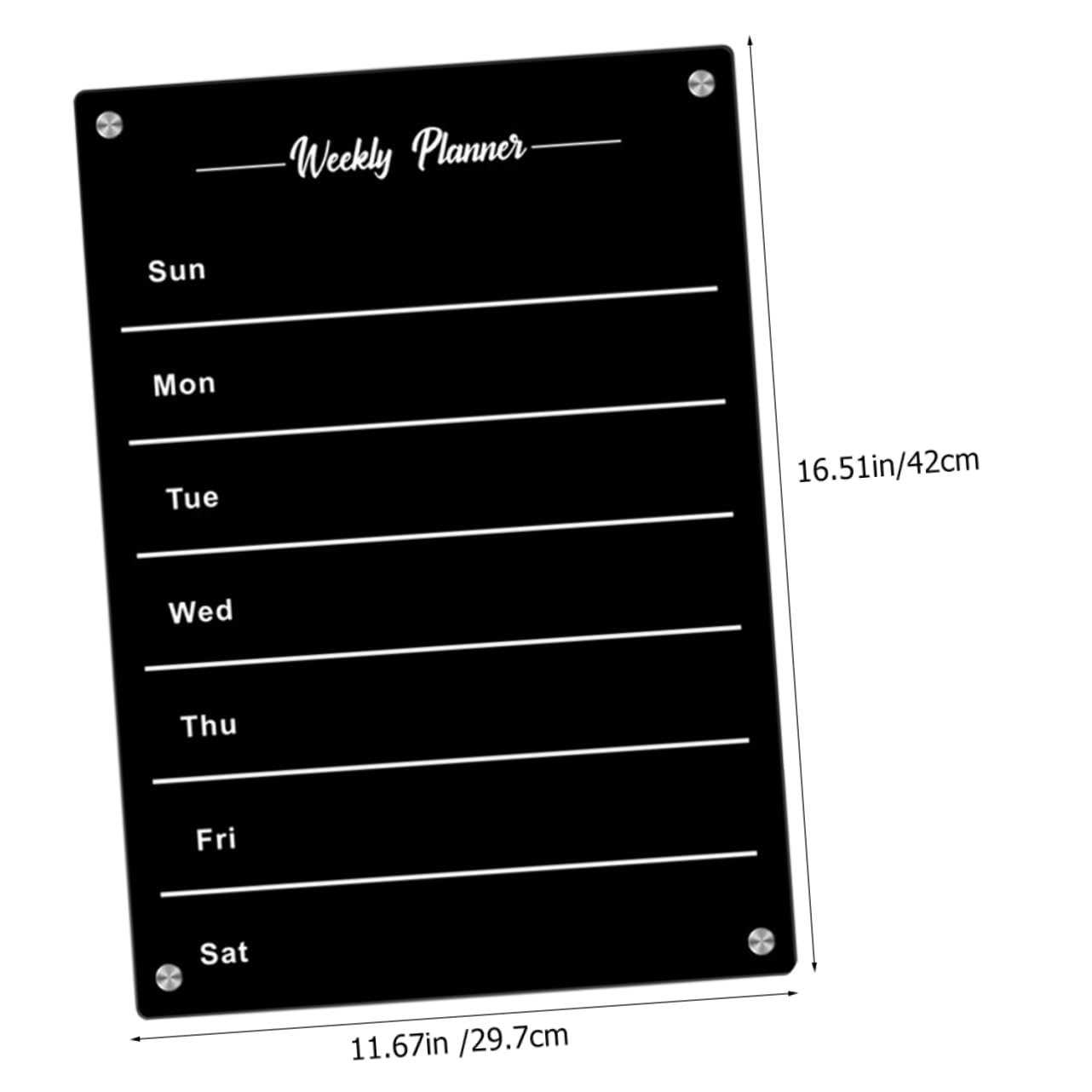 Magnetische Acryl Wochenplaner Schreibtafel für Kühlschrank Abwischbar und Wiederverwendbar Schwarzes Planungs Whiteboard für Haushalt und Büro