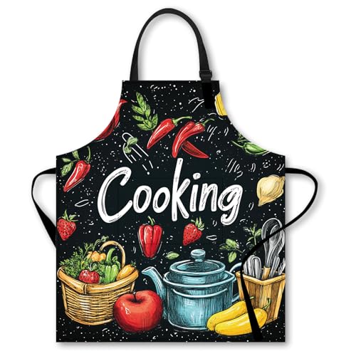 Image of Nuxovilar Cute Cooking Kitchen Apron, 26.77 * 30.7 Inches, Essential for Kitchen Cooking, Baking, Festive Gatherings