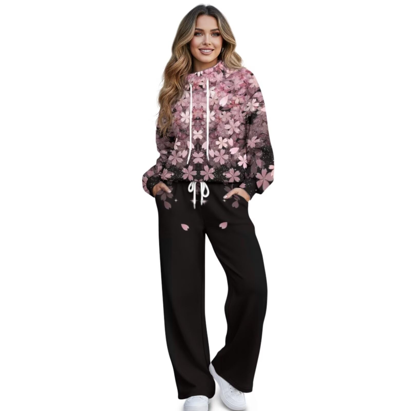 chaqlin Zestawy odzieży wypoczynkowej dla kobiet 2-częściowe zestawy dres topy z długim rękawem spodnie dresy odzież sportowa dla XS = XL
