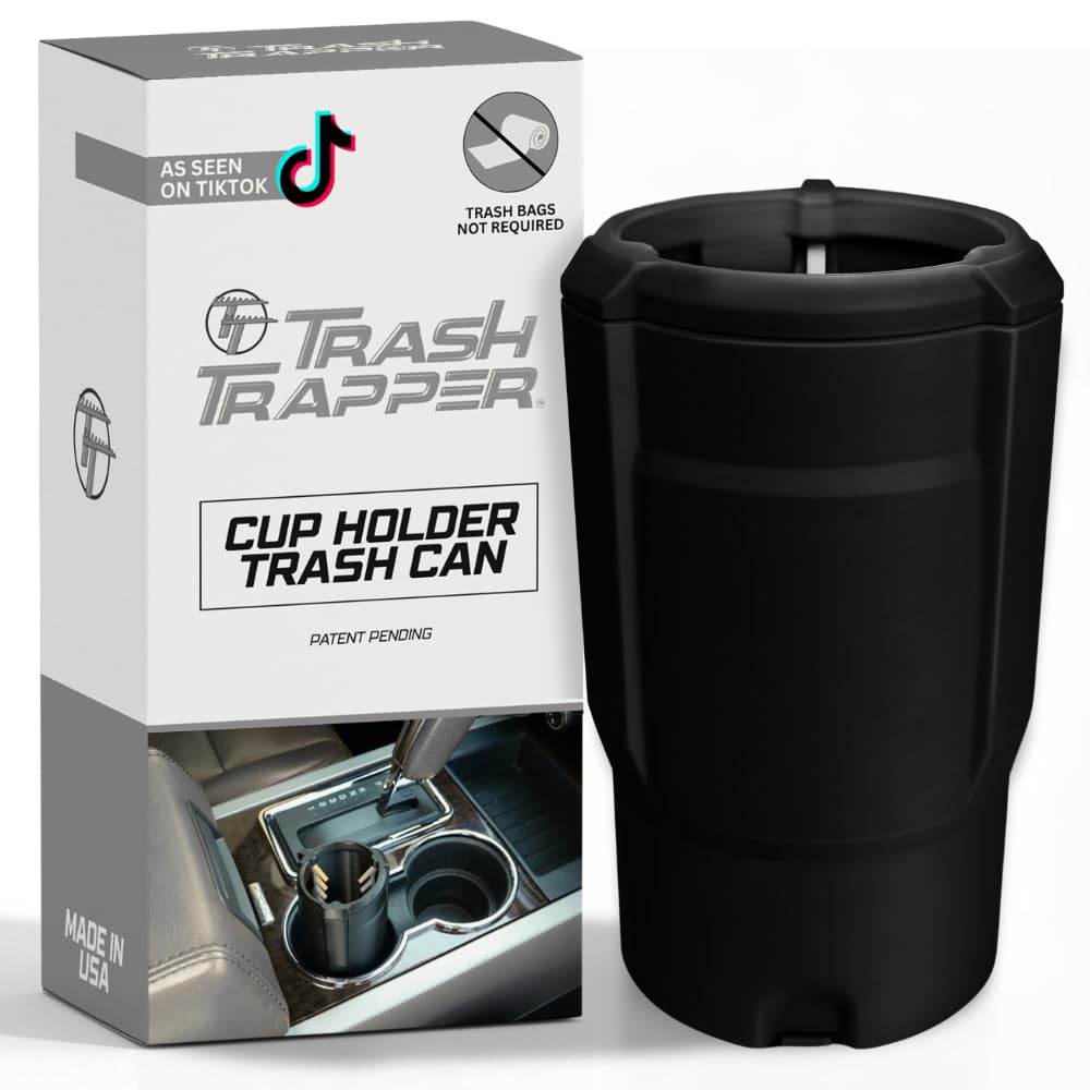 Trash Trapper Mini Car Trash Container Frees Your Cupholder Traps More Empties Less with Patent-Pending Compaction Holds Weeks