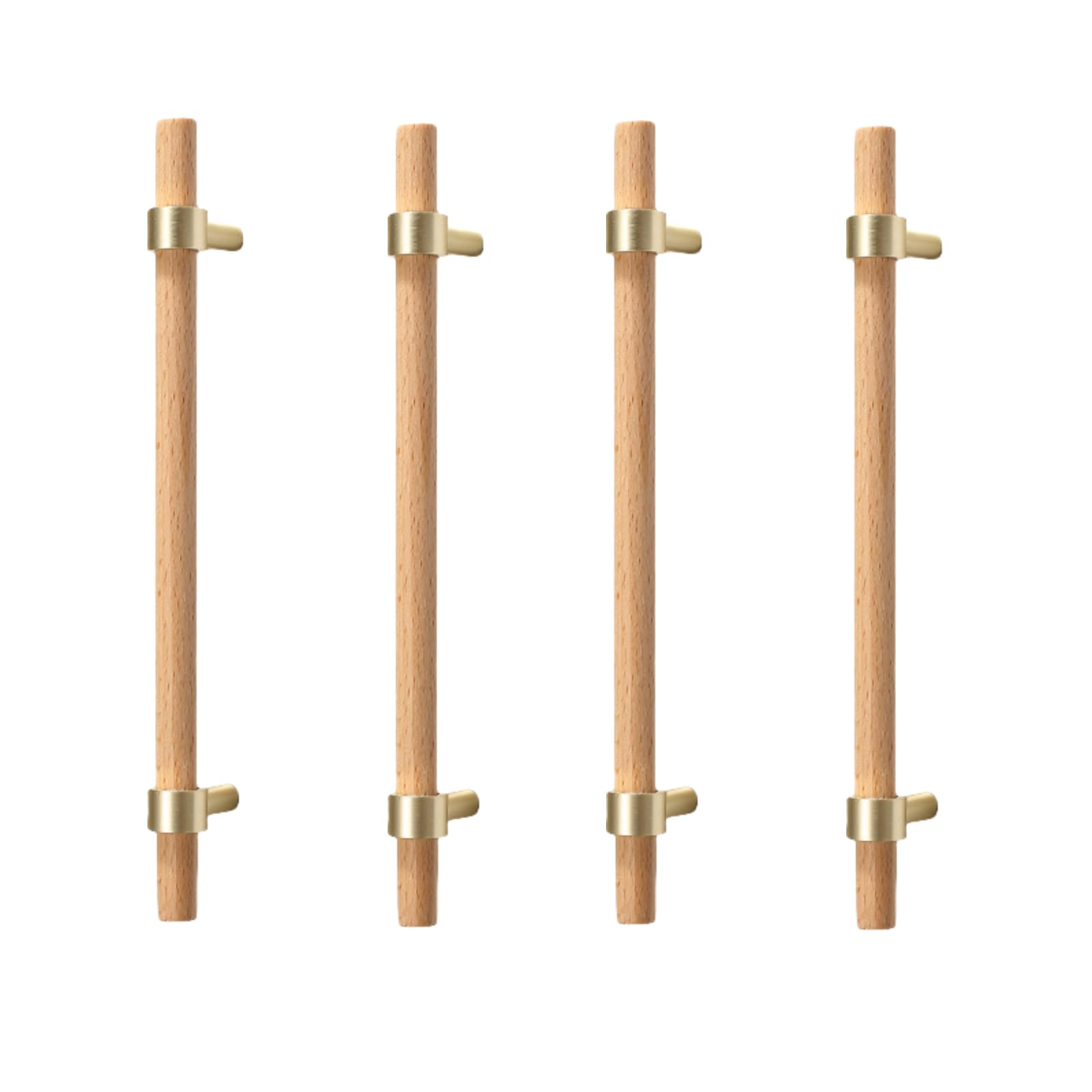 ITTRUH Wood Drawer Knobs,Dresser 4Pcs Beech Copper Brushed Solid Handle Cabinet Door Log Wardrobe Chinese(160mm)