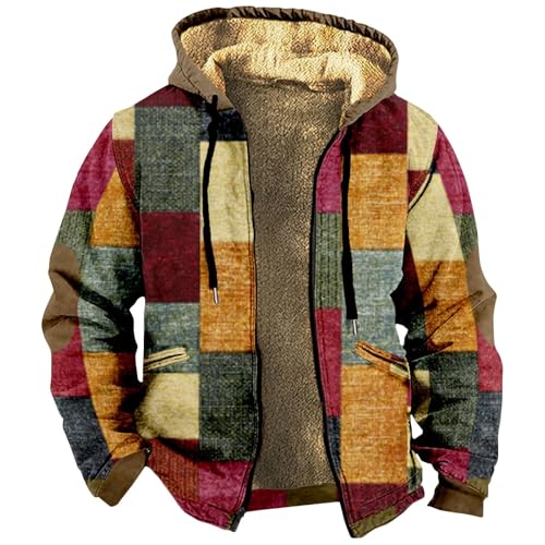 Generisch Chaquetas de hombre Chaqueta de invierno para hombre cálida con capucha y cremallera Chaqueta de forro polar Chaqueta de trabajo para hombre Chaqueta de trabajo Jack forrada Chaqueta al aire