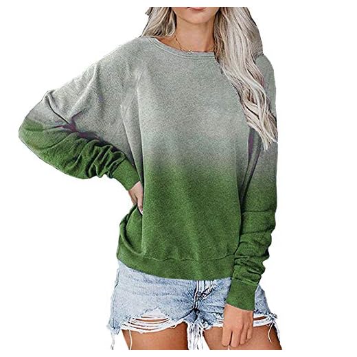 LaiYuTing Höst och vinter ny dam gradientfärg pullover långärmad t-shirt ledig lös tröja