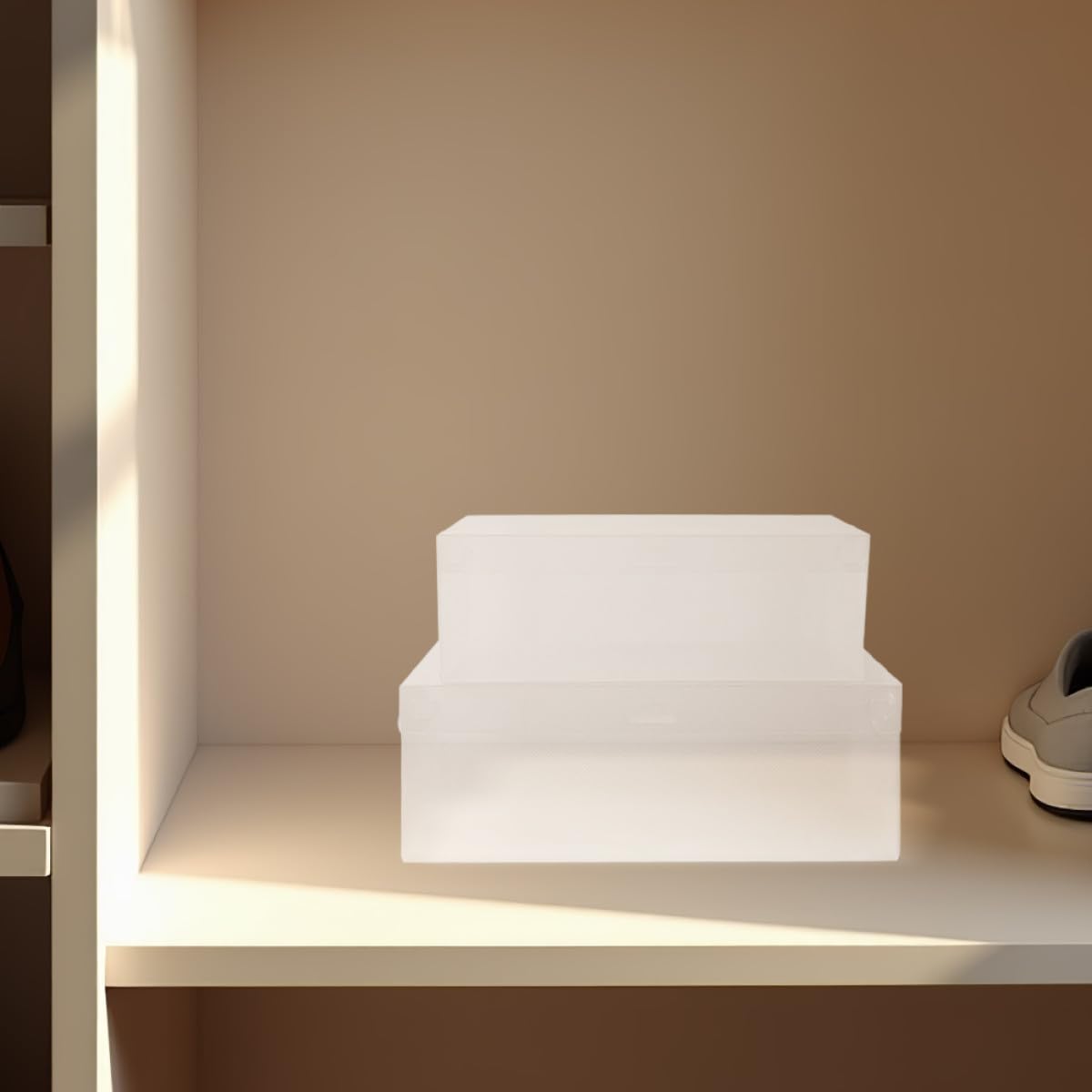 6 Scatole Portascarpe Trasparenti Coperchio, Contenitori per Scarpe Uomo e Stivali, Dimensioni 28x18x10 Cm, per Armadio e Organizzazione Casa