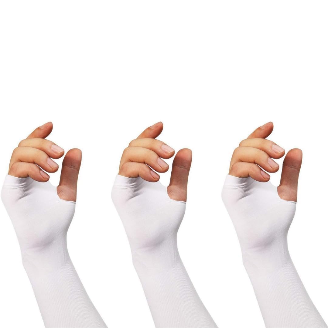 3 Pairs Biker/Sports Full Arm Fingerless Sleeves Gloves for UV, Dust, Summer, Sun Protection for men and Women-image-46