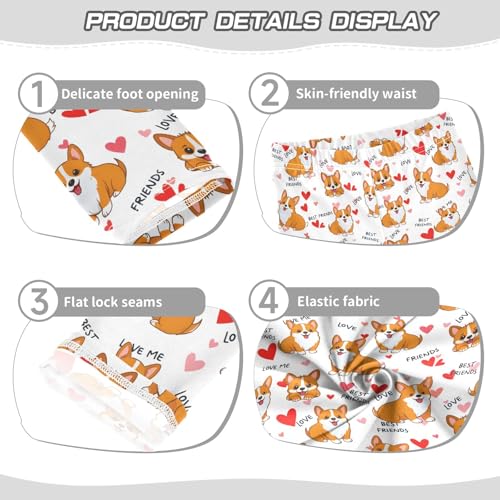 senya Girls Printed Leggings Yoga Pants Corgi Heart Pattern for Kids in 4t to 10 Years, 4T3