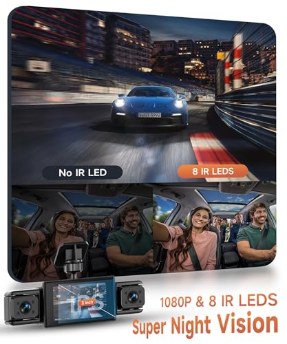 Rimoody 4 Canales Dashcam para Coche 360°, 4 1080P Delantera y Trasera Izquierda Derecha, 3 Pulgadas IPS Dash CAM 1080P con Visión Nocturna IR/Vídeo en Bucle/24H Monitor/Asistencia de Estacionamiento - imagen 4