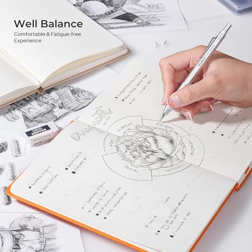 Image of Nicpro 0.9 mm Metal Mechanical Pencil Set with Case, with 3PCS MP1000 0.9mm Drafting Pencil, 8 Tubes HB Lead Refills, 3PCS Eraser, Erasers Refills for Artist Writing, Drawing, Sketching, Silver