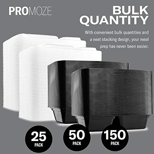 50-Pack Meal Prep Plastic Microwavable Food Containers For Meal Prepping With Lids. - 2 Compartment - Black Rectangular Reusable Storage Lunch Boxes -Bpa-Free Food Grade -Freezer & Dishwasher Safe #TOP2