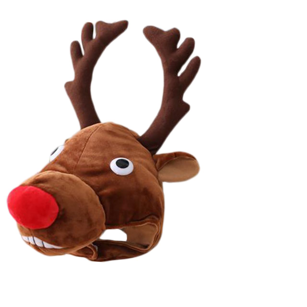 Sombrero de Fiesta de Dibujos Animados Diseño de Alce Gorro Navideño de Felpa Relleno de Algodón PP Accesorio Cómodo para Invierno y Fiestas de Disfraces