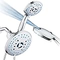 AquaCare As-Seen-On-TV High Pressure 50-mode Rain & Handheld 3-way Shower Head Combo - Anti-clog Nozzles/Tub, Tile & Pet Power Wash/Extra Long 6 ft. Stainless Steel Hose/All Chrome Finish