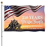 【Semiquincentennial Tribute Design】A bold 1776–2026 “We The People” celebration with “250 Years” lettering and a classic flag-raising scene—made to honor American heritage in a tasteful, display-ready style 【Vivid Color + Crisp HD Printing】Sharp line...