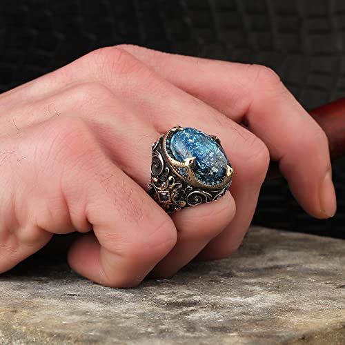 925 Sterling Silver Azurite Gemstone Ring, Men Azurite Ring, Gemstone Men Ring, Handmade Silver Ring, Gift For Him, Boyfriend Gift Gifts For Men Handmade Rings Valentines Day Gifts For Him #TOP3