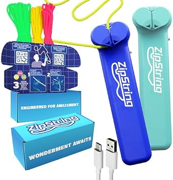 ZipString - Wonderment Awaits with Shark Tank-Featured String Rope Launcher Loop Fidget Toy, Defying Gravity to Boost Your Imagination - Ideal Bundle Gift for Kids, Bold Blue & Aesthetic Aqua