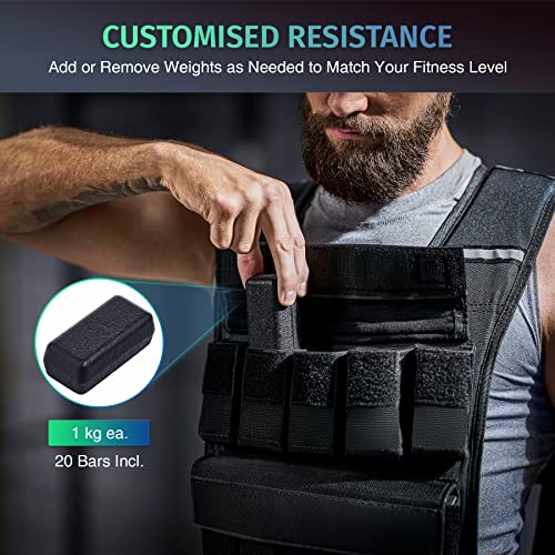 ZELUS Adjustable Weighted Vest Pure Iron Fitness Vest, Adjustable Vest for Cardio and Strength Training and Weight Loss (20 kg) - Image 4
