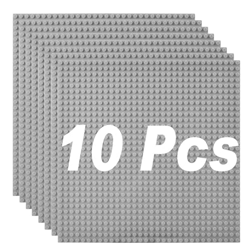 Etarnfly Classic Baseplates Building Plates-10" x 10" Building Boards,100% Compatible with All Major Brands and Activity Table, Creative Platforms Mats for Toy Bricks (Gray-10, 10 Pack)