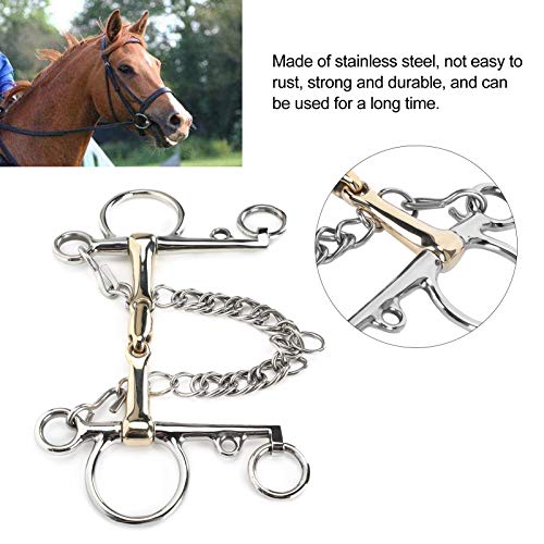 Evtscan Horse Bits Snaffle, Stainless Steel Pelham Horse Bit Accessory, Jointed Silicon Brass Connector Accessory Equestrian Beginner #TOP4