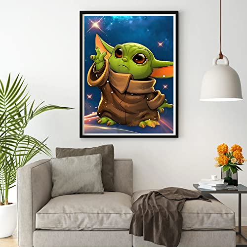Dphero Baby Yoda Diamond Painting Kits For Kids,5D Yoda Diamond Art Kits For Adults Beginners,Round Full Drill Space Diamond Painting Art,Diy Paint With Diamonds Cartoon Gem Painting Art 12X16 Inch #TOP1