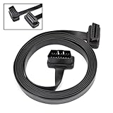 OLLGEN 3M/9.8Feet Ultra Flat Low Profile 16 Pin Male to Female OBDII OBD2 Extension Cable Car Diagnostic Extender Cord Adapter