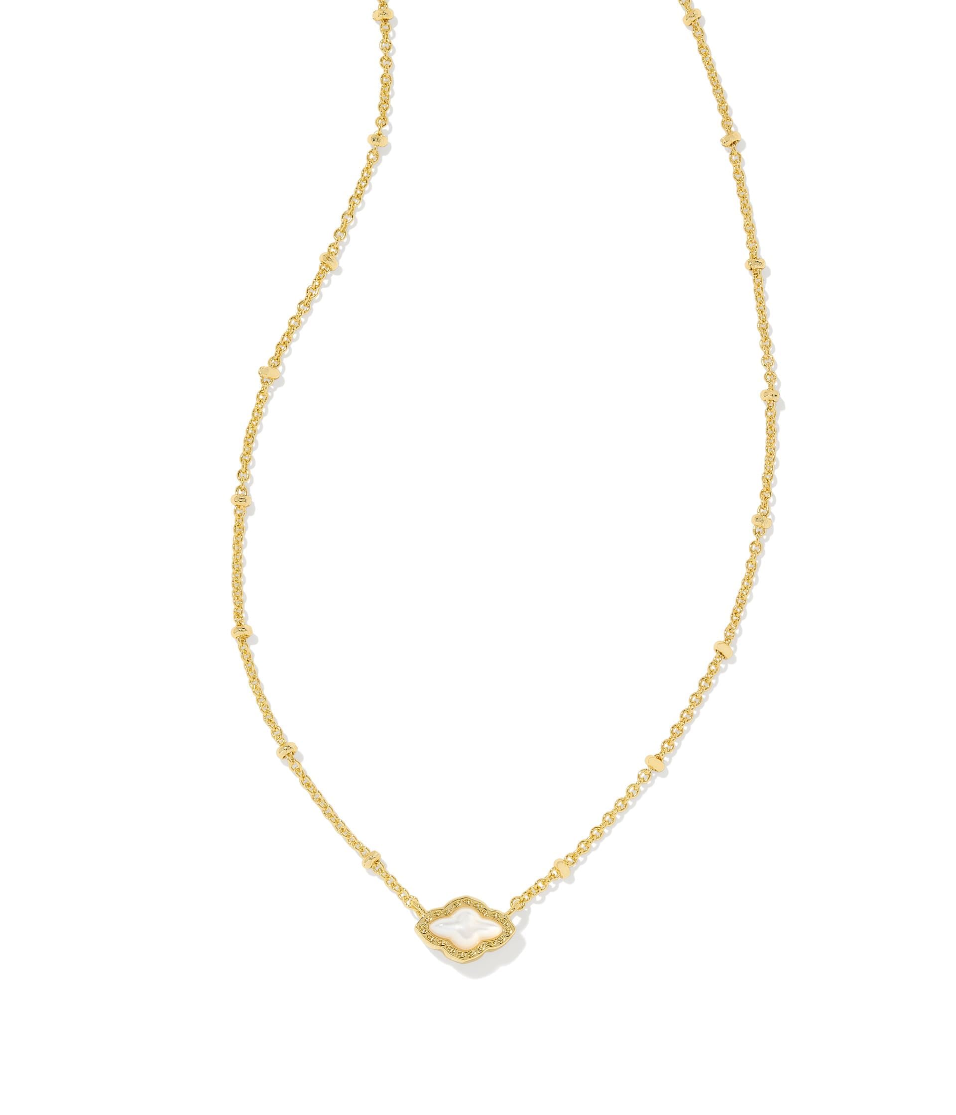 Kendra Scott, Womens, Mini Abbie Satellite Short Pendant Necklace, Gold Ivory Mother Of Pearl, One Size