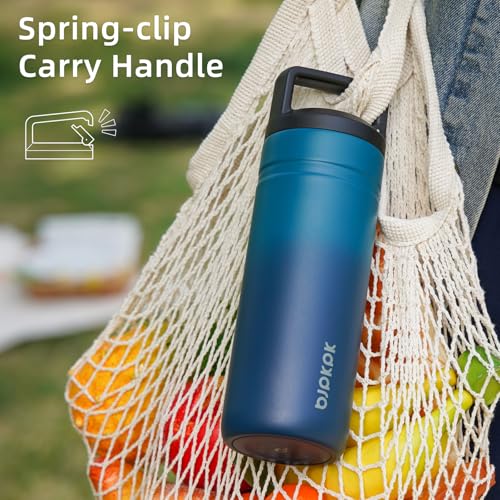 Image of BJPKPK 20 oz Insulated Travel Water Bottle, Coffee Tumbler Stainless Steel | Double Wall Vacuum, Leakproof, Thermal, Keeps Hot /Cold, Dishwasher Safe, Spill Proof, Wide Mouth, 2 Lids, Dark Green