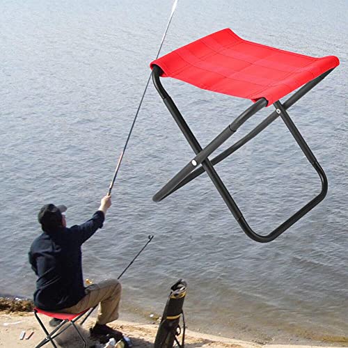 Image of MH Classic Camp Chair, Foldable Stool-Light weight Metal Material 17.5 Height Practical Foldable Stool Design Fishing Picnic Camping BBQ Beach Bath Hunting hiking, climbing a mountain Travel (Red)
