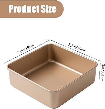 Square Baking Pan, 2 Pack Square Cake Pan Cake Baking Pans Nonstick Square Brownie Pans For Bread, Brownie, Cake, Lasagna (7.1 x 7.1 x 3 inches)