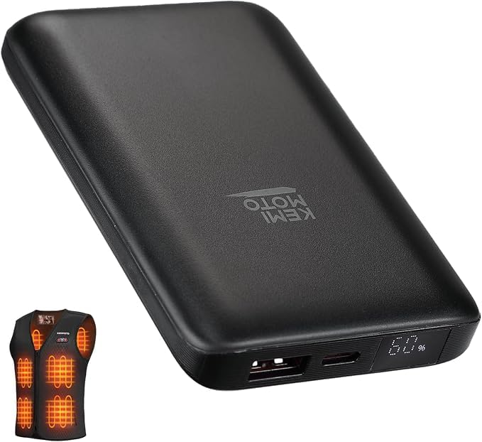 KEMIMOTO la Banca di potere di 5V 2A per i giubbotti riscaldati, pacchetto della batteria 10000mAh