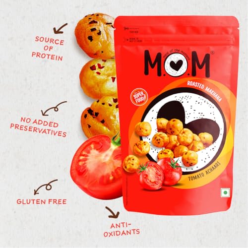 Image of MOM - Meal of the Moment, Roasted Tomato Achaari Makhana, 52g /56g | Gluten Free | Anti Oxidants | MSG Free | Zero Trans Fat | No added Preservatives and No Artificial Flavours
