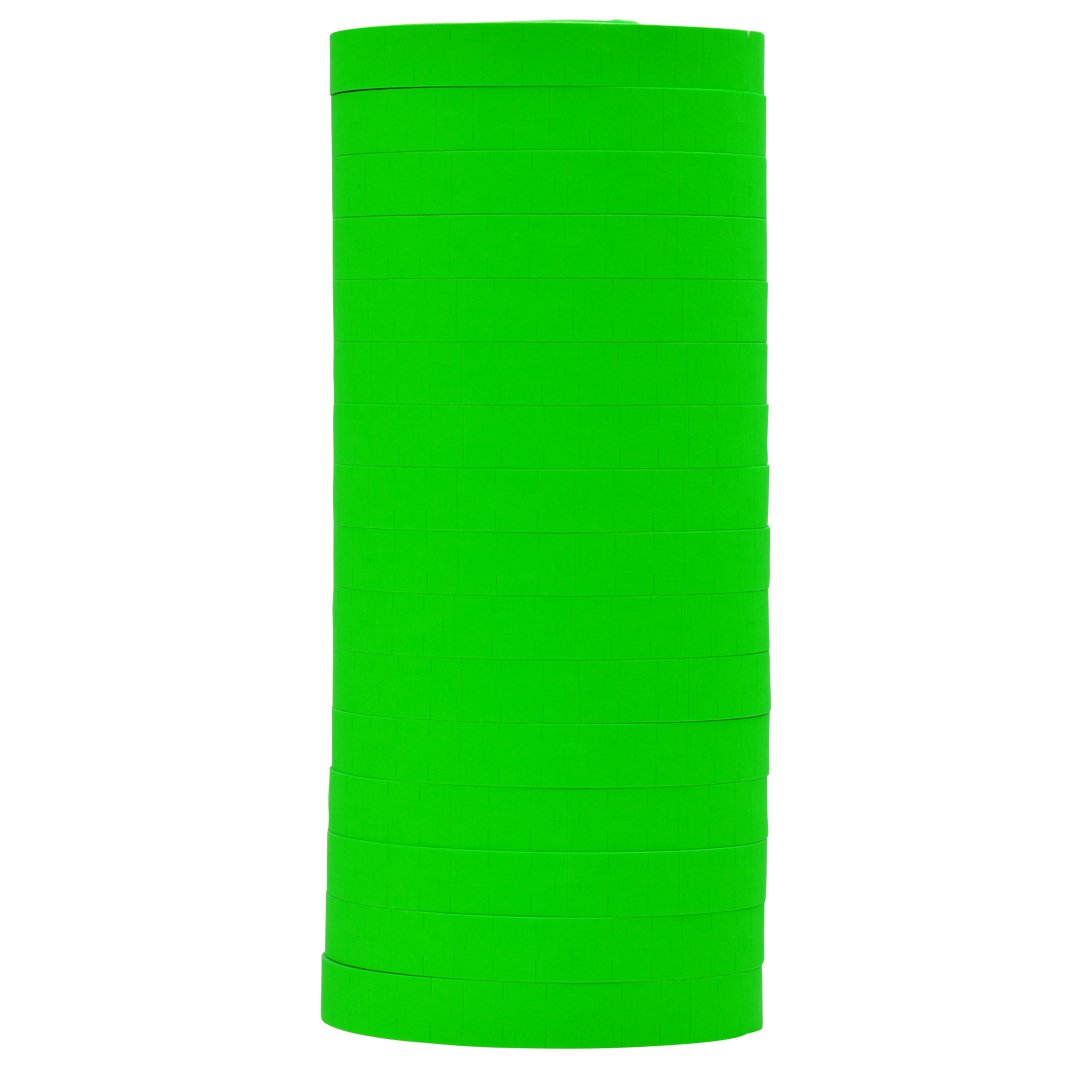 Fluorescent Green Labels to fit Monarch 1110 Pricers. 16 Rolls with 1 Free Ink Roller.