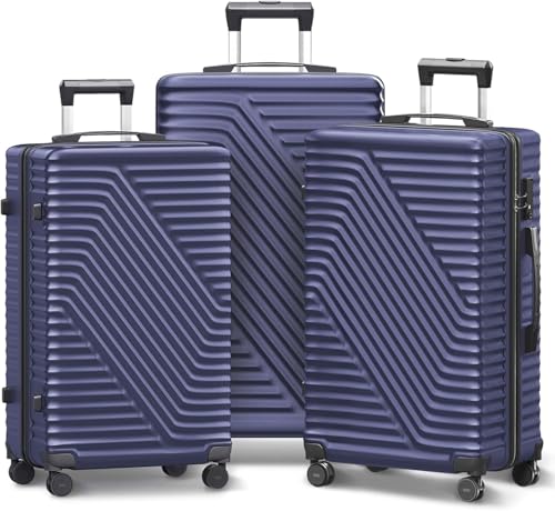 Luggage Sets 3 Piece, Hardside Suitcase Set with Spinner Wheels & TSA Lock, Lightweight Durable Travel Luggage Set of 3 (Blue)